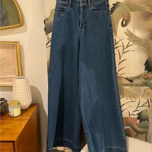 Veronica Beard Wide-Leg High Waist Denim Jeans